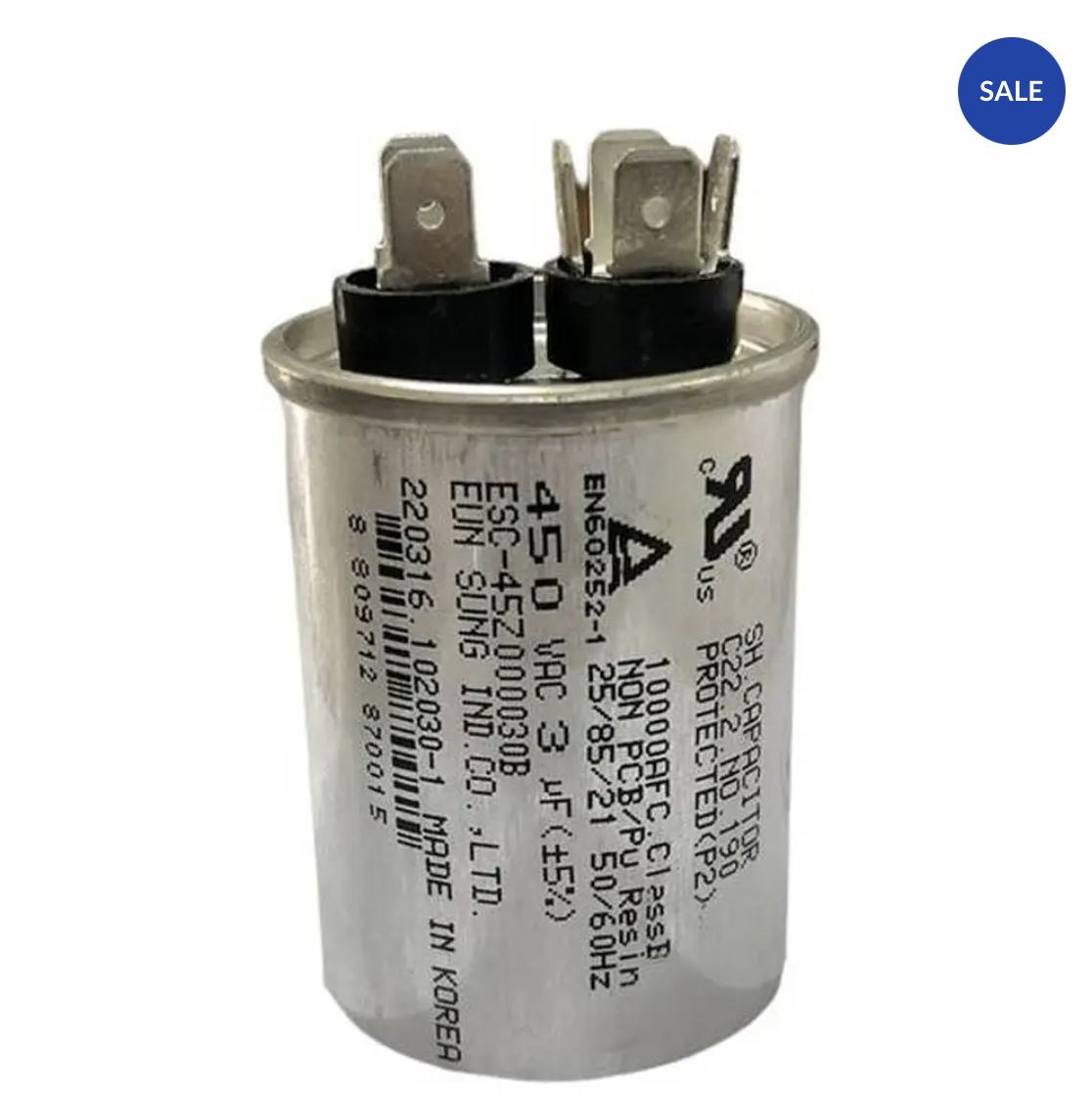 Condenser (Capacitor) For Air Conditioners, 2 Lines, in Multiple Sizes