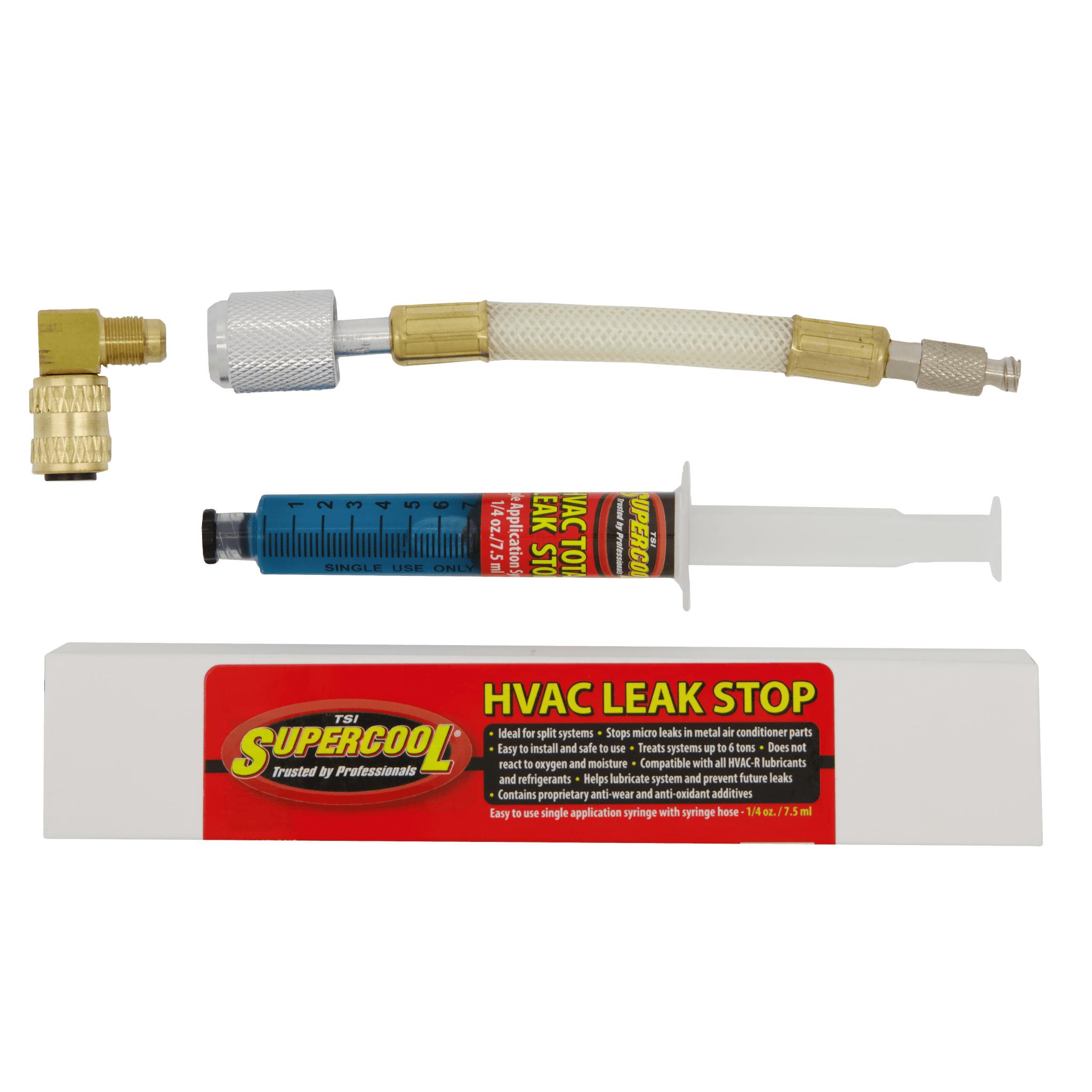 HVAC/R Leak Sealer 10ml including 1pc Luer Adapter 1/3 oz (10 ml) Syringe For A/C system treats upto 3Ton or 300ml of Compressor Lubricants.