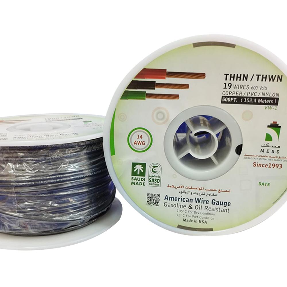 MESC THHN 14 AWG 19 WIRE 600V BLACK 500ft  CABLES/WIRES