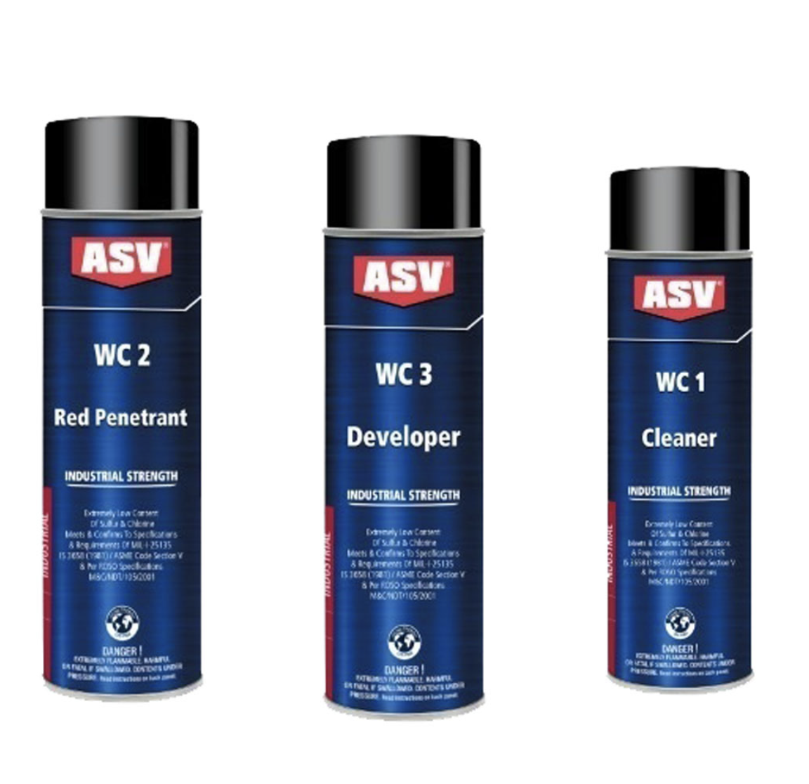 ASV NDT Cleaners Industrial Strength, WC1, WC2, WC3